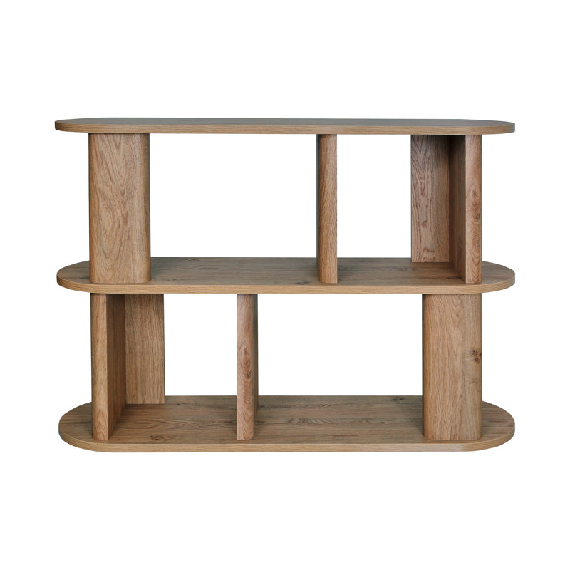 Loon Peak Loon Peak Janarius Low Oak Wood Effect Bookcase with Compact 2 Shelf Design for Living Room Reviews Wayfair